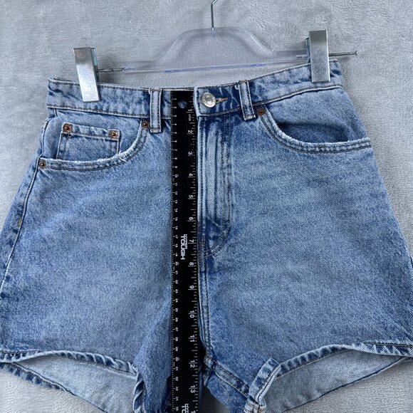 Zara High Waisted Mom Shorts Womens Size 4 Light Wash Denim High Rise Blue - Picture 5 of 8